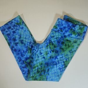 Steve Madden Womens‎ Leggings Small Neon Blue Green Mermaid Fishscale Quick Dry